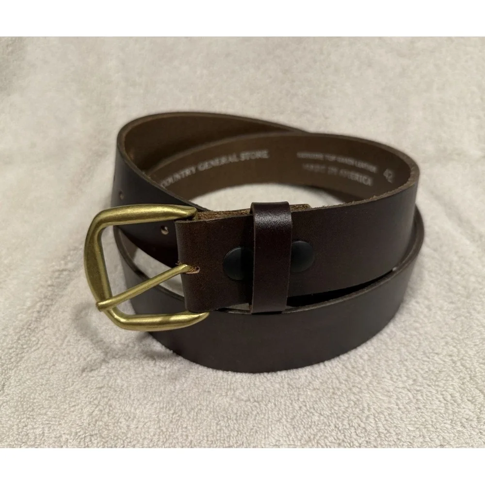 Country General Store CGS Mens Leather Belt Size 42 Brown Western Made in USA